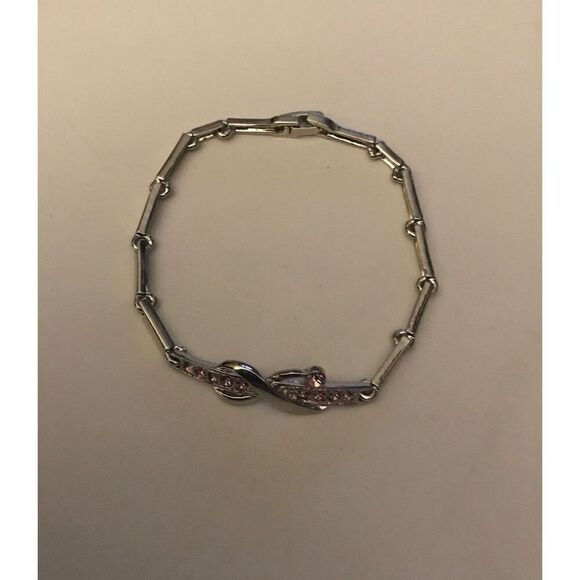 Silver Pink Sapphire Infinity Bracelet - Picture 3 of 4